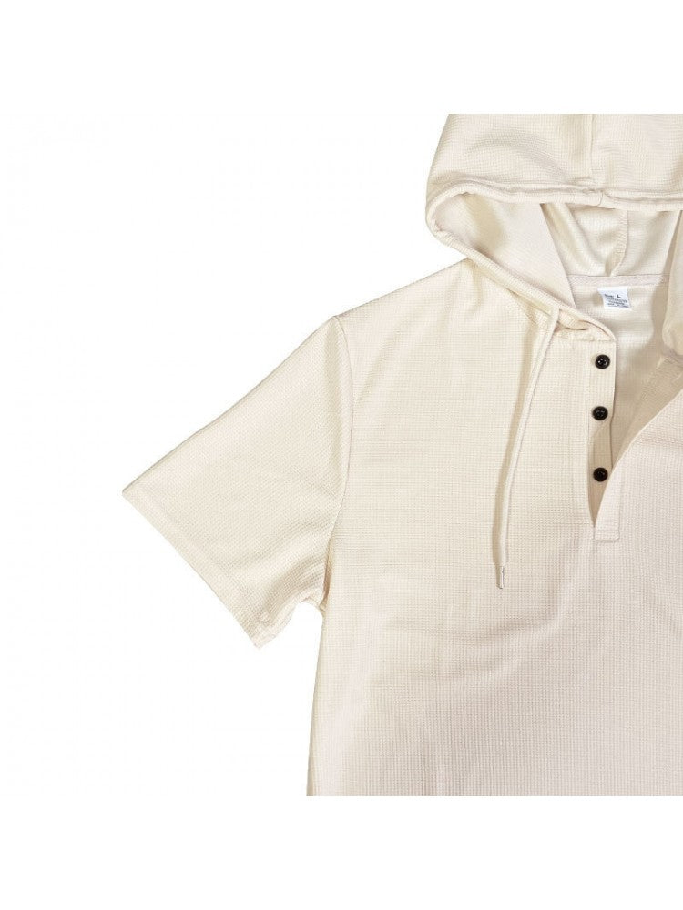 Patchwork Hooded Short Sleeve Short Suit