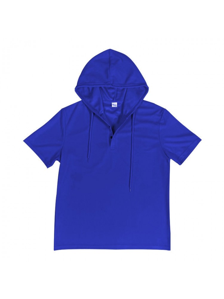Patchwork Hooded Short Sleeve Short Suit