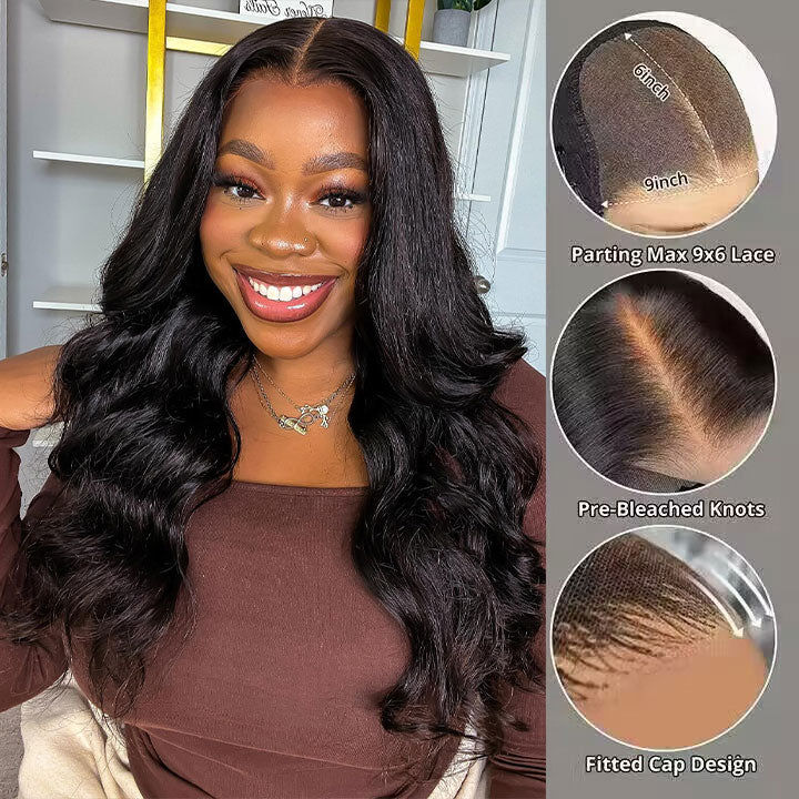 Pre Cut 9x6 Parting Max Lace Glueless Body Wave 13x4 Lace Front Human Hair Wigs