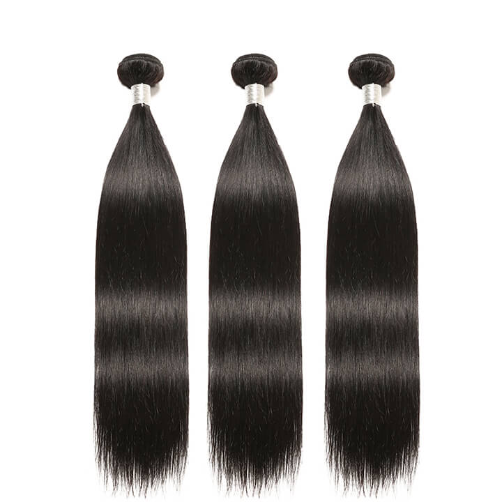 Straight Hair 3 Bundles With Closure 100% Human Hair With Lace Closure