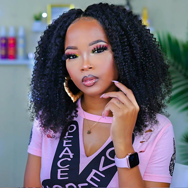 $169.99 26" Kinky Curly Thin V Part Wig Human Hair Flash Deal