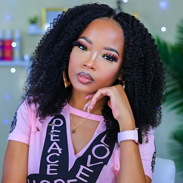 $169.99 26" Kinky Curly Thin V Part Wig Human Hair Flash Deal