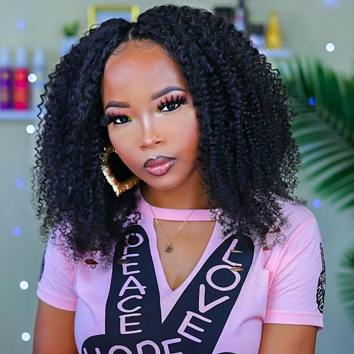 $169.99 26" Kinky Curly Thin V Part Wig Human Hair Flash Deal