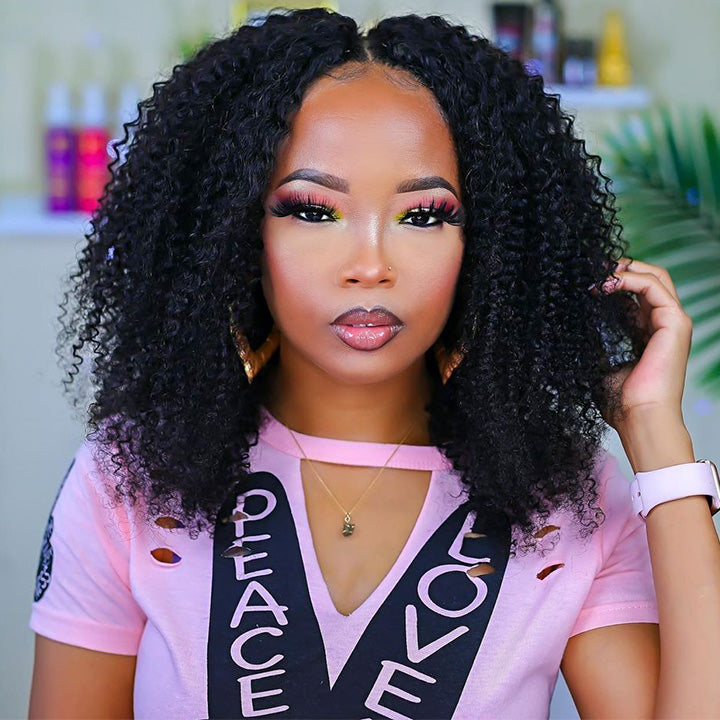 $169.99 26" Kinky Curly Thin V Part Wig Human Hair Flash Deal