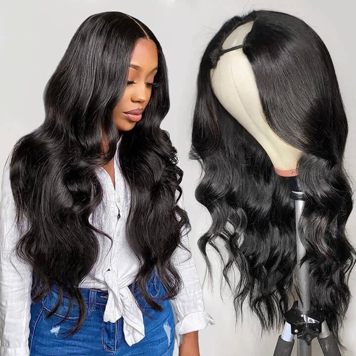 Glueless Brazilian Body Wave U Part Human Hair Wigs No Lace (Super Natural Look)