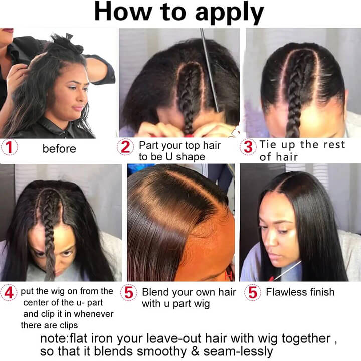 Glueless Brazilian Body Wave U Part Human Hair Wigs No Lace (Super Natural Look)