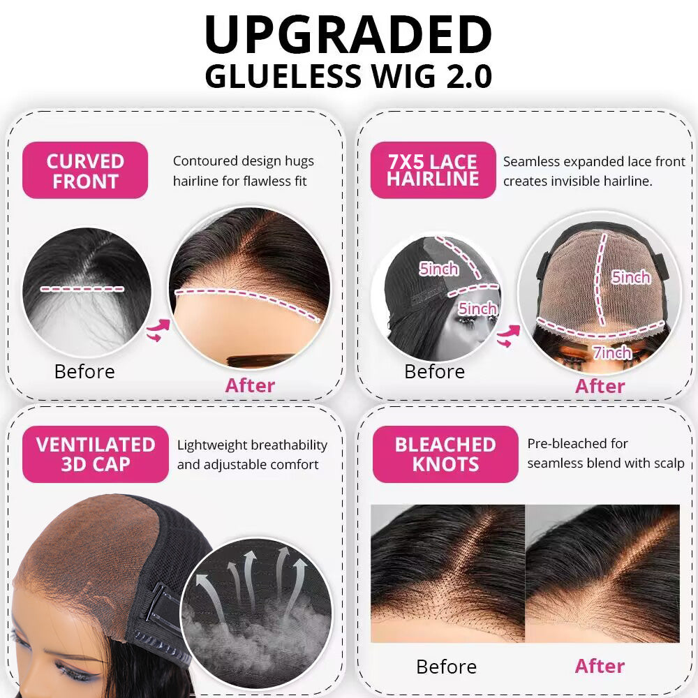 7x5 Pre Everything Glueless Water Wave Wigs Pre Cut 13x5 Lace Human Hair Wigs