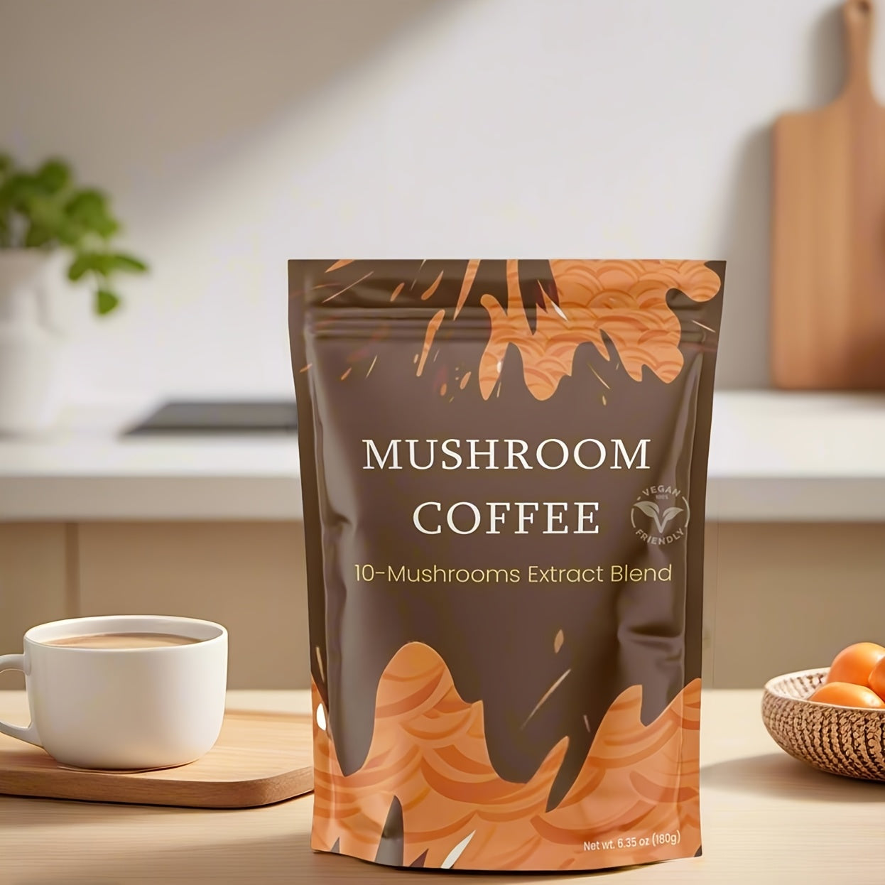 Instant Mushroom Coffee with Turkey Tail and Tremella Extracts - Energize and Hydrate | 6.35 oz|