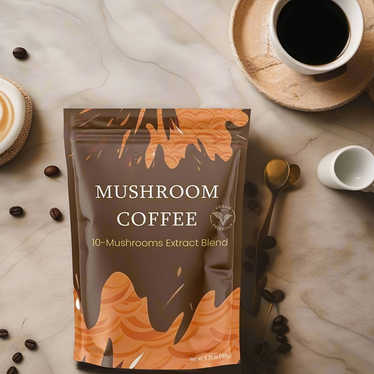 Instant Mushroom Coffee with Turkey Tail and Tremella Extracts - Energize and Hydrate | 6.35 oz|