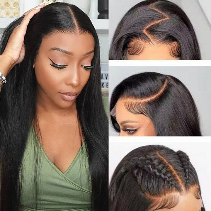 Straight 9x6 Pre Cut Lace Glueless Wig Bleached Knots Human Hair