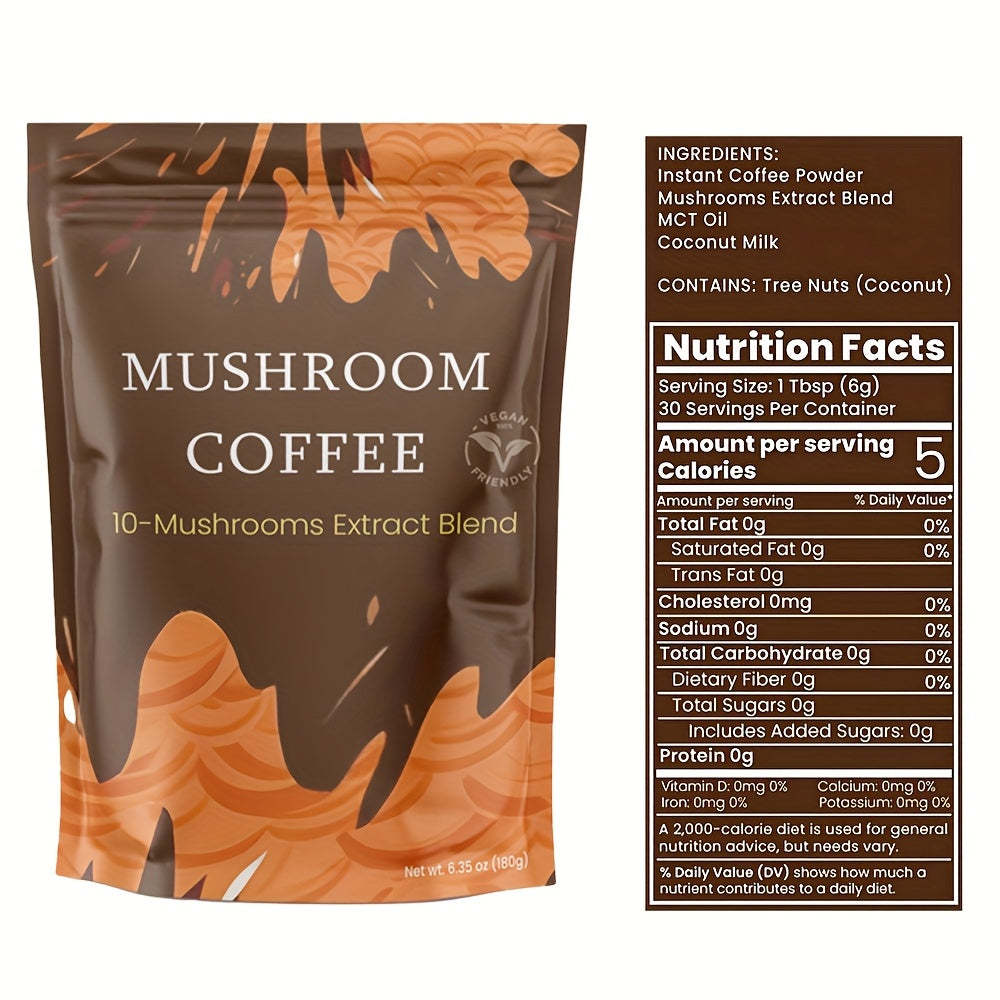 Instant Mushroom Coffee with Turkey Tail and Tremella Extracts - Energize and Hydrate | 6.35 oz|