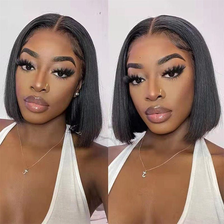 Buy 1 Get 2 $79.99=10" 4x4 Straight Bob Lace Closure Wig+Pixie Cut Wig