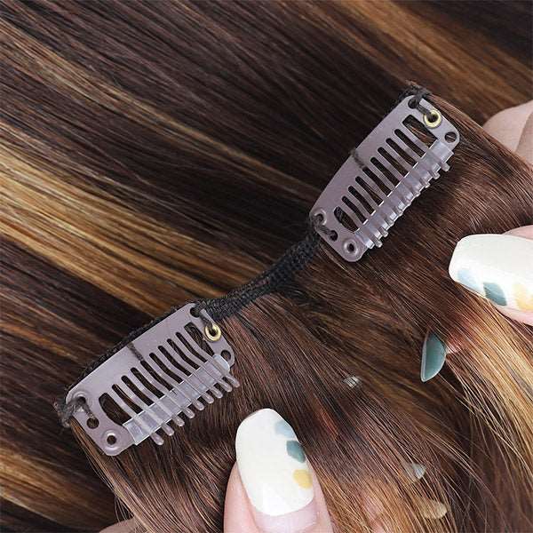 Highlight Honey Blonde Straight Virgin Human Hair Clip Hair Extensions - Healthier Me Beauty, LLC