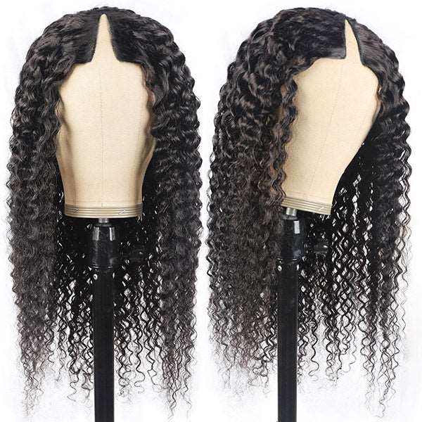 Curly Thin Part Wig V Part Human Hair Wigs Updated U Part Wig No Glue - Healthier Me Beauty, LLC