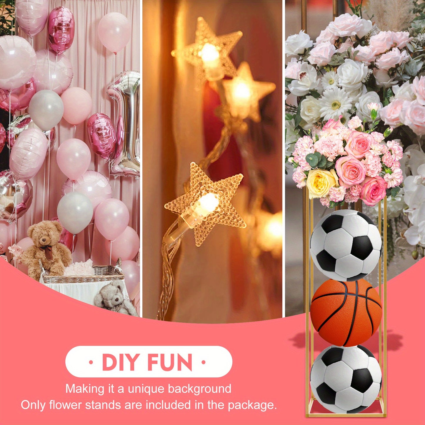 10pcs Golden Wedding Flower Vase, Metal Column