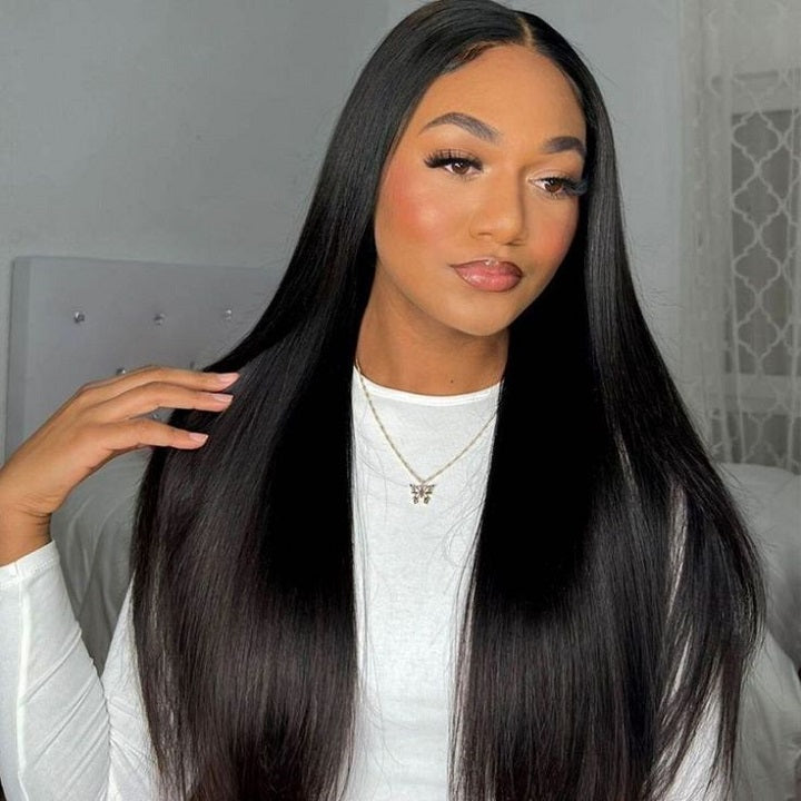 Straight 9x6 Pre Cut Lace Glueless Wig Bleached Knots Human Hair