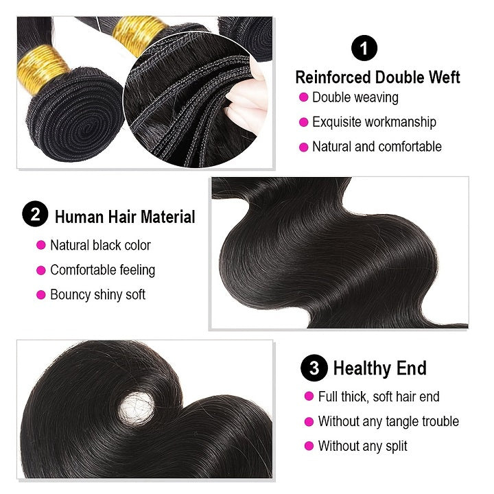Body Wave Bundles Human Hair Extension Hair Weave Bundles 4 Piece For Women