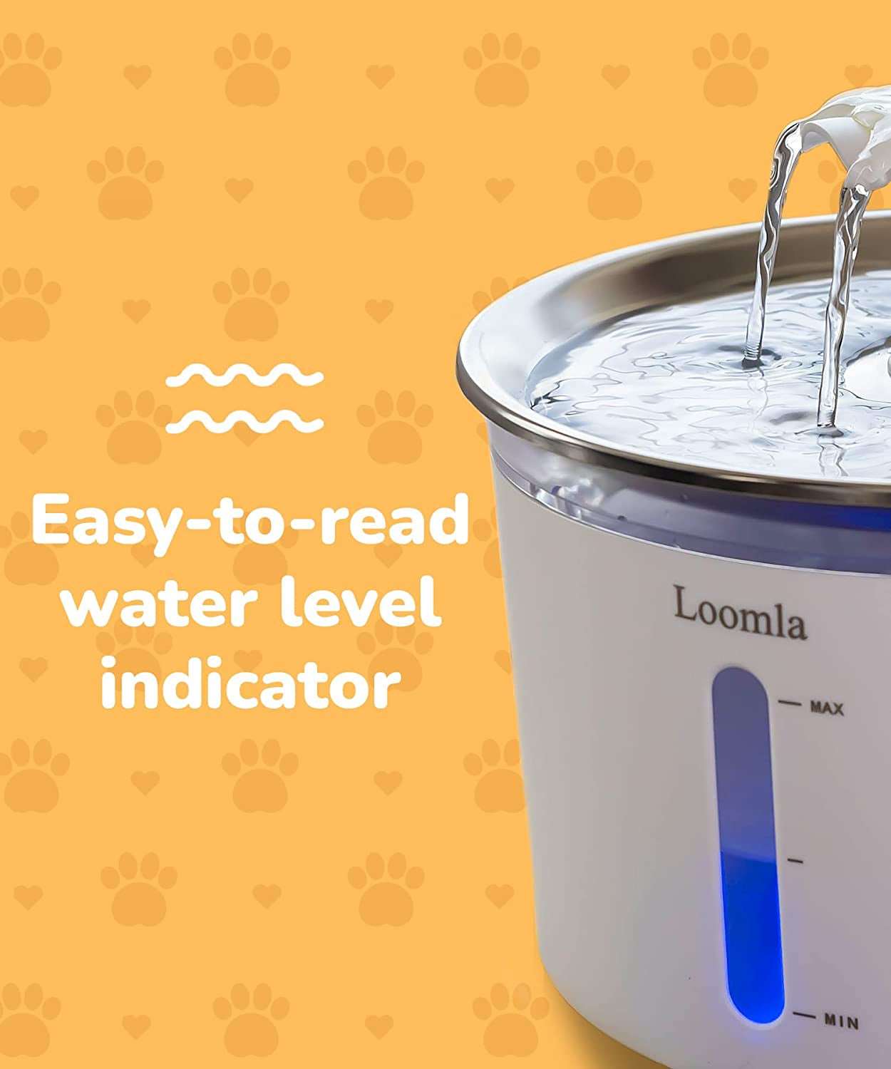 Cat Water Fountain, 85Oz/2.5L Pet Water Fountain Indoor, Automatic Dog Water Dispenser with Switchable LED Lights, 2 Replacement Filters for Cats, Dogs, Pets(Stainless Steel)