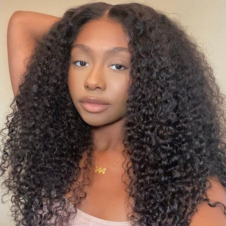 $169.99 26" Kinky Curly Thin V Part Wig Human Hair Flash Deal