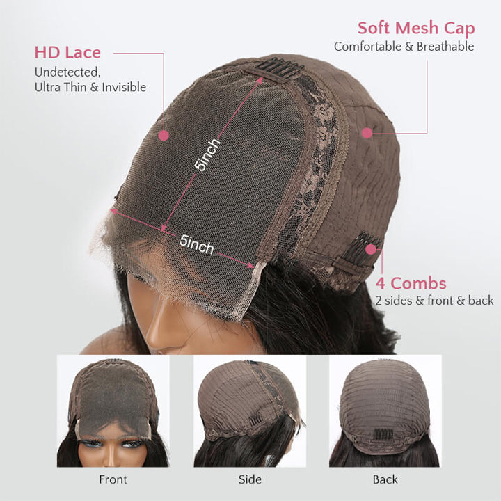 Crystal Lace 2 In 1 Bob Style Short Wet and Wavy Human Hair Wigs( Straight Or Curly)