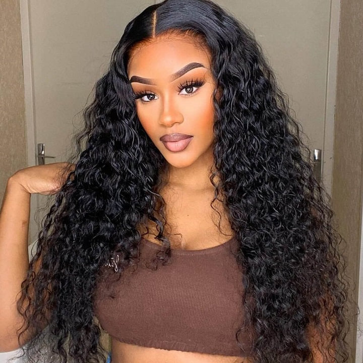 (Super Deal) $149=28" 5x5 Lace Water Wave Glueless Human Hair Wig