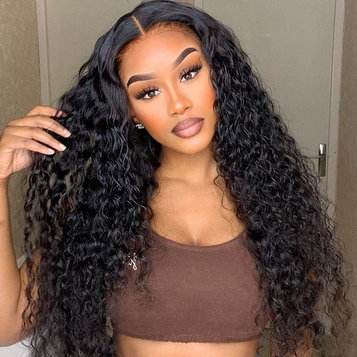 (Super Deal) $149=28" 5x5 Lace Water Wave Glueless Human Hair Wig