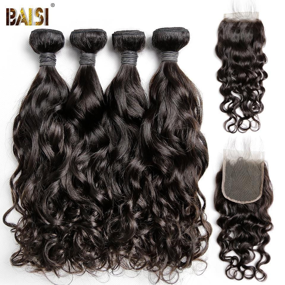 10A Virgin Water Wave,4 Bundles with Closure,50 Grams/Bundle