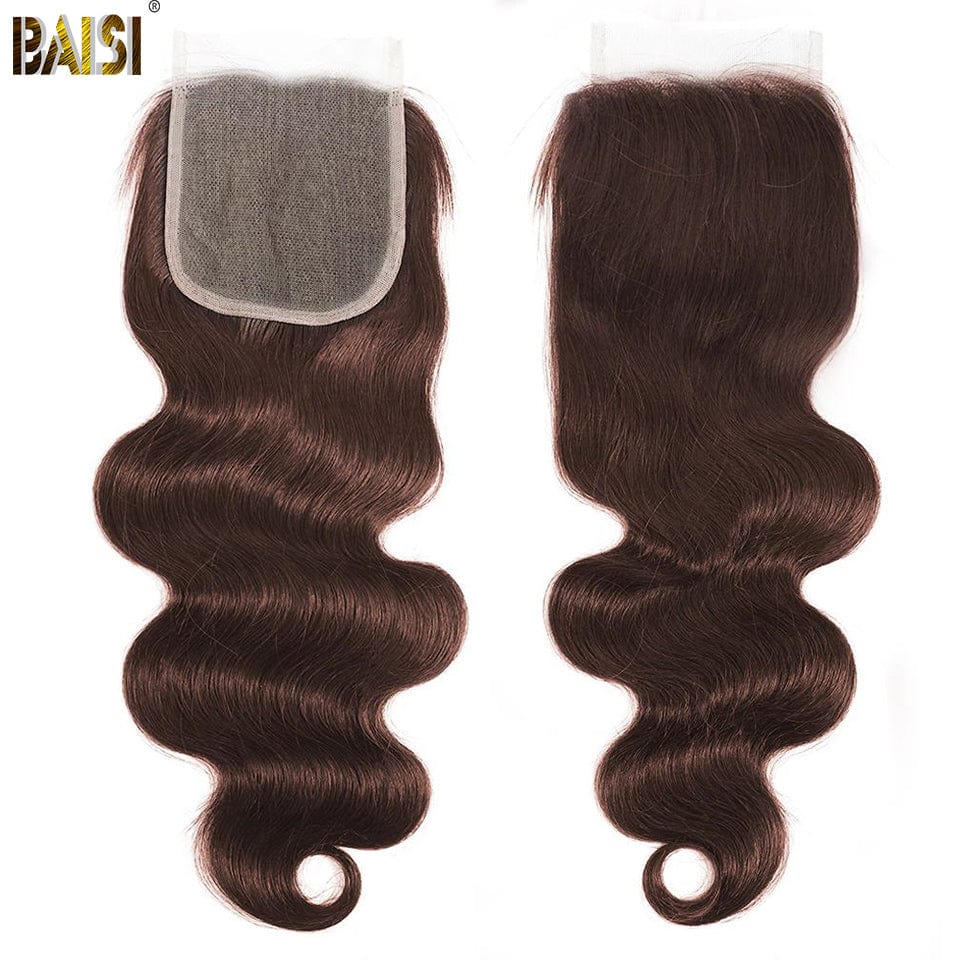 BAISI #4 Chocolate Brown Body Wave Bundles with Closure / Frontal