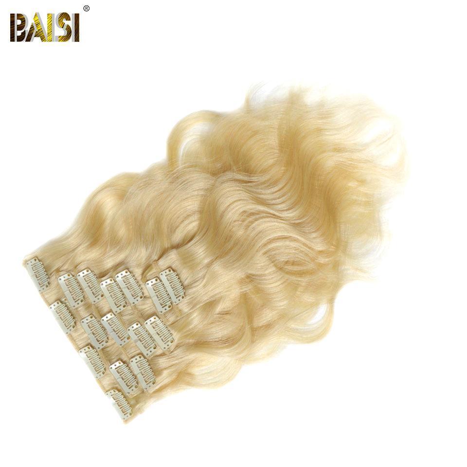 BAISI Body Wave Clip Ins Hair Extensions Blonde