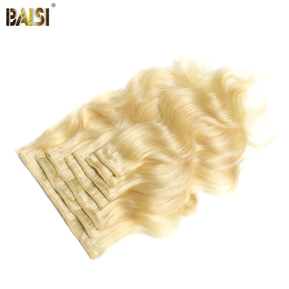 BAISI Body Wave Clip Ins Hair Extensions Blonde