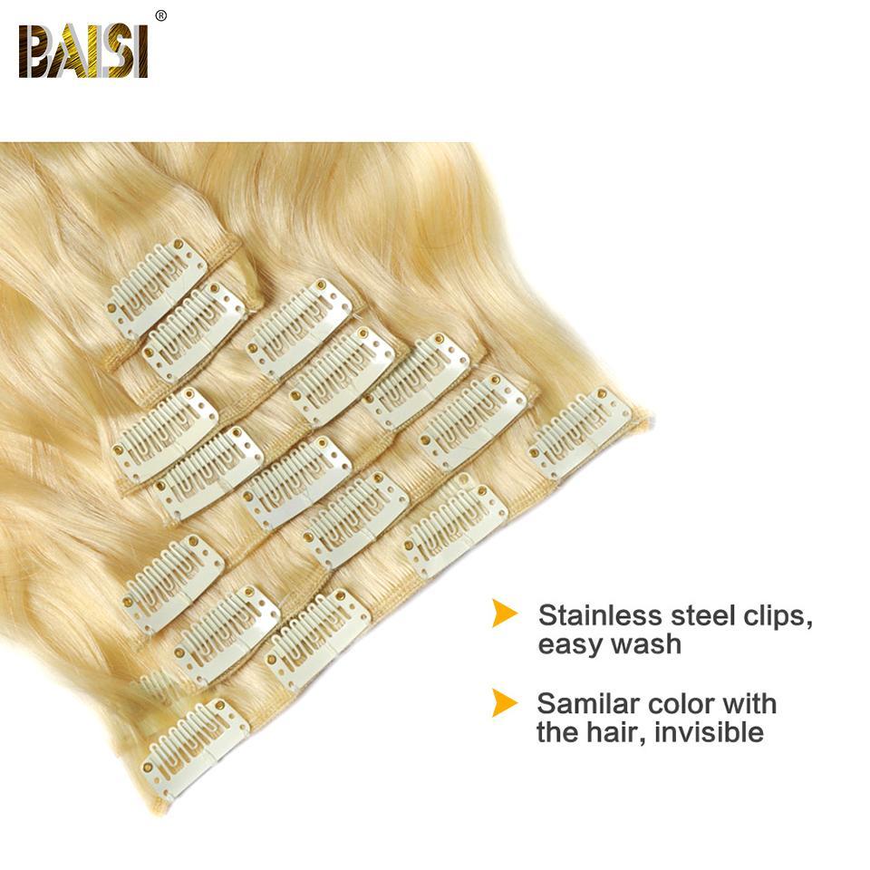 BAISI Body Wave Clip Ins Hair Extensions Blonde