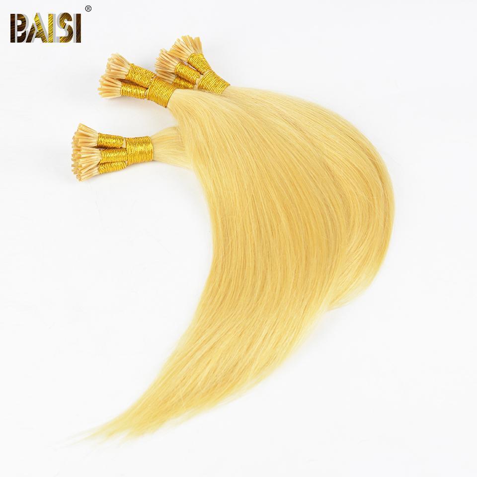 BAISI Straight I-Tip Hair, 1B/2#/4#/99J#/613#/27#/Grey#