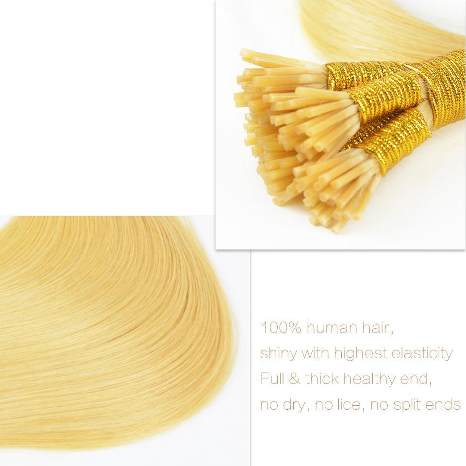 BAISI Straight I-Tip Hair, 1B/2#/4#/99J#/613#/27#/Grey#