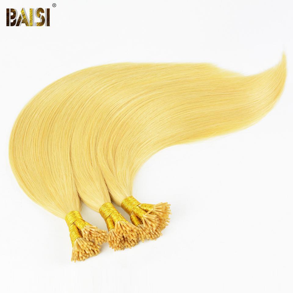 BAISI Straight I-Tip Hair, 1B/2#/4#/99J#/613#/27#/Grey#