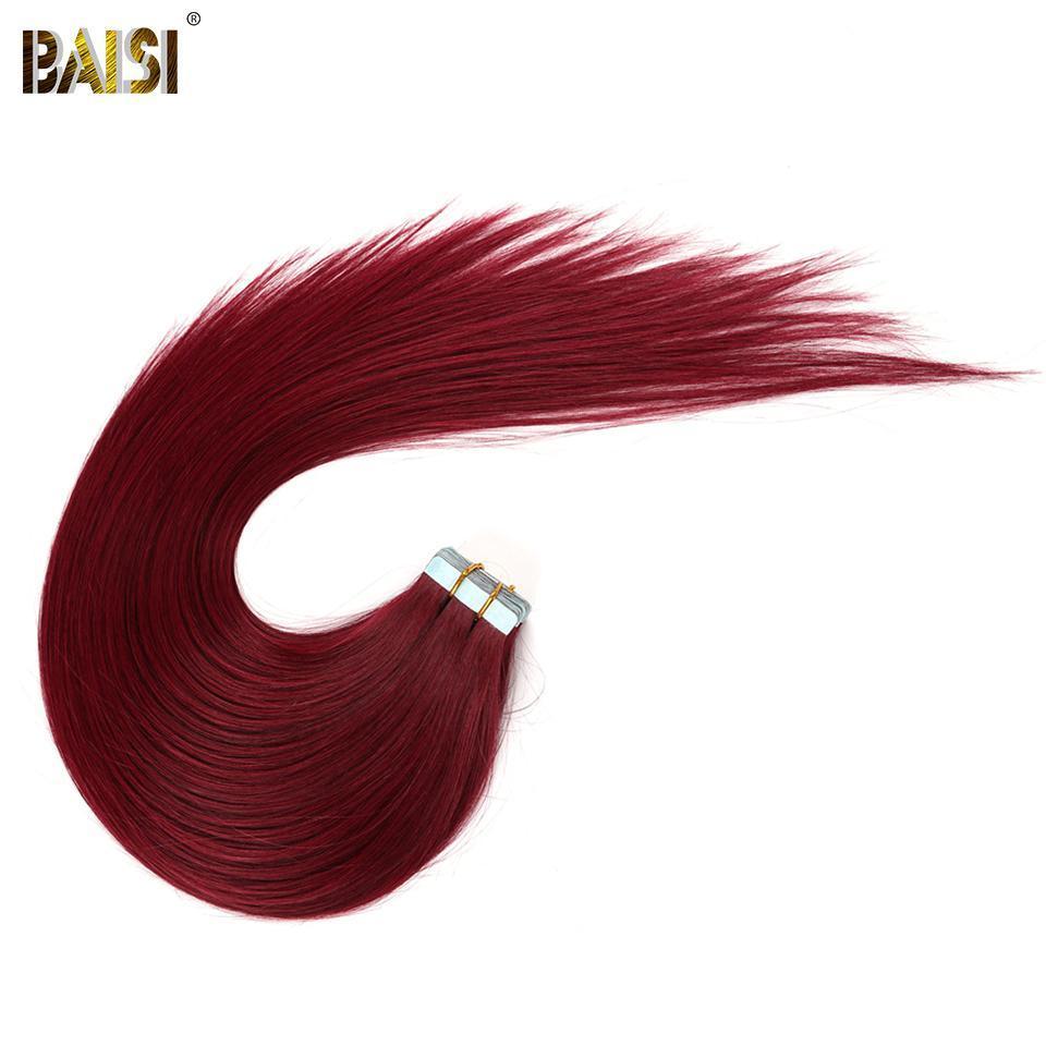 BAISI Straight Tape Hair,1B/2#/4#/99J#/613#/27#/Grey#/Burgundy