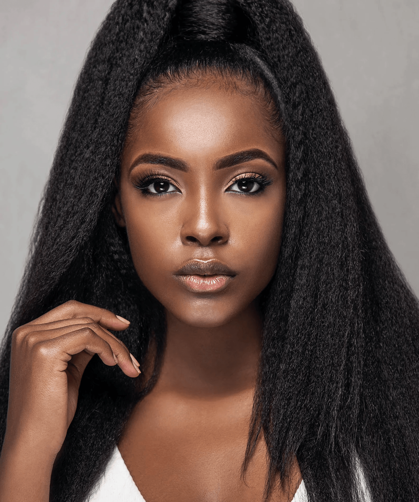 BAISI 12A Bleached Knots Kinky Straight Wig Preplucked