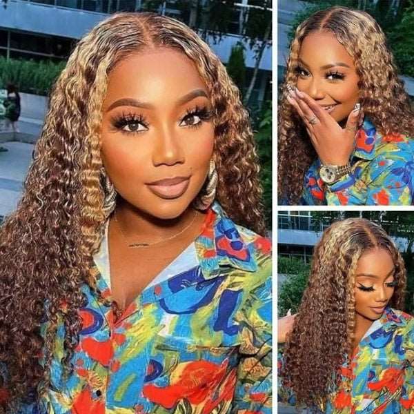 Highlight Curly Bundles with 4x4 Lace Closure Honey Blonde Highlight Bundles with Closure - Healthier Me Beauty, LLC