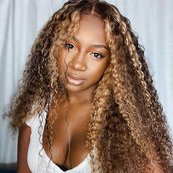Balayage Highlight Curly Hair Virgin Human Hair 3 Bundles - Healthier Me Beauty, LLC