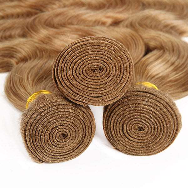 Honey Blonde Body Wave Bundles With Closure #27 Color Human Hair - Healthier Me Beauty, LLC