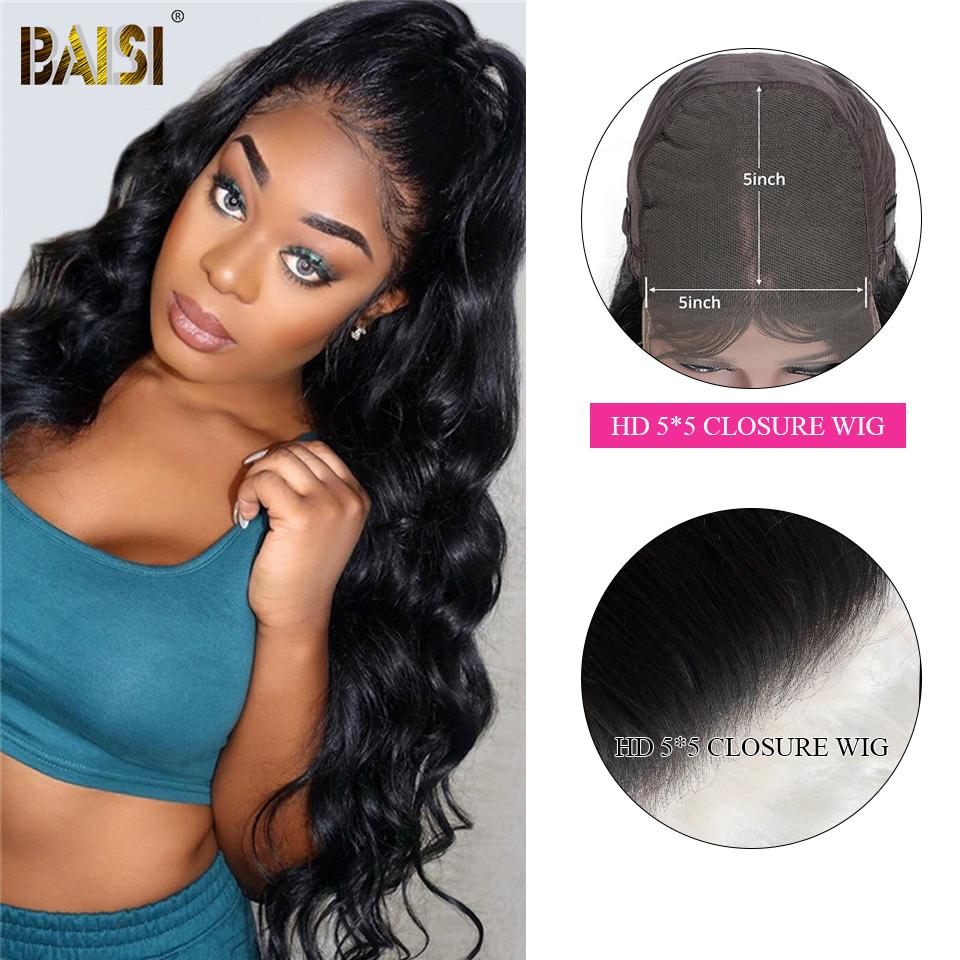 BAISI 5*5 HD Undetectable Lace Closure Wig
