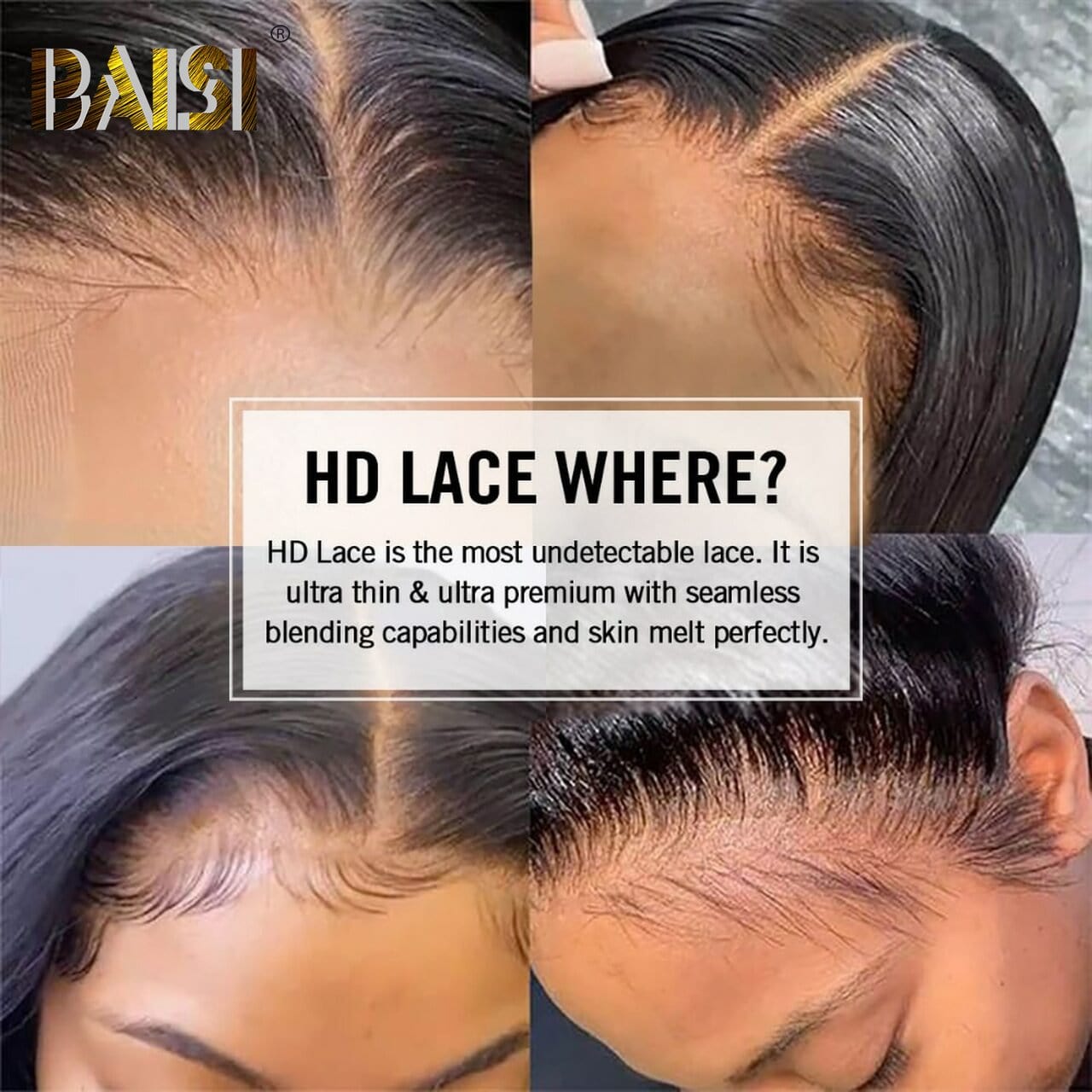BAISI 5*5 HD Undetectable Lace Closure Wig