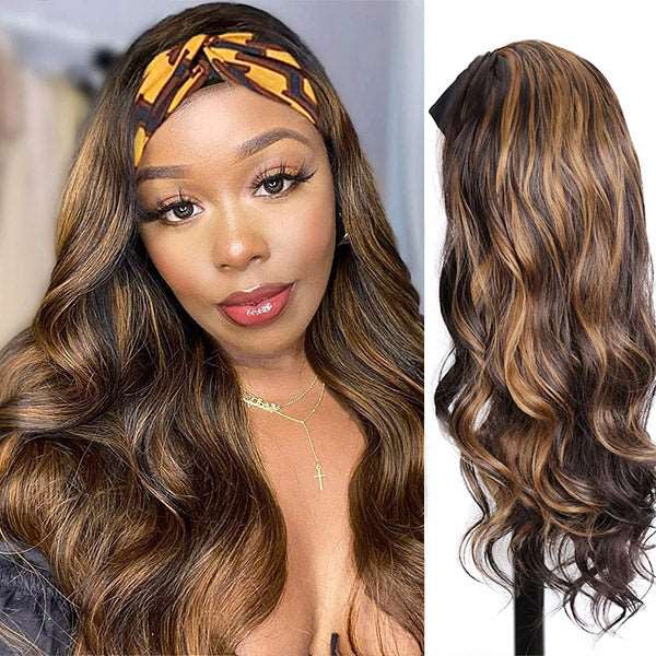 Highlight Headband Wigs Body Wave Long Human Hair Wigs 180% Density - Healthier Me Beauty, LLC