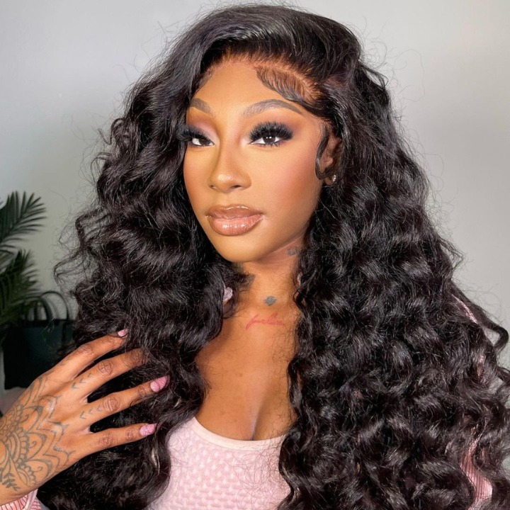Loose Deep Wave 13x4 Lace Front Wig Natural Crimps Curls Natural Hairline Glueless Wig
