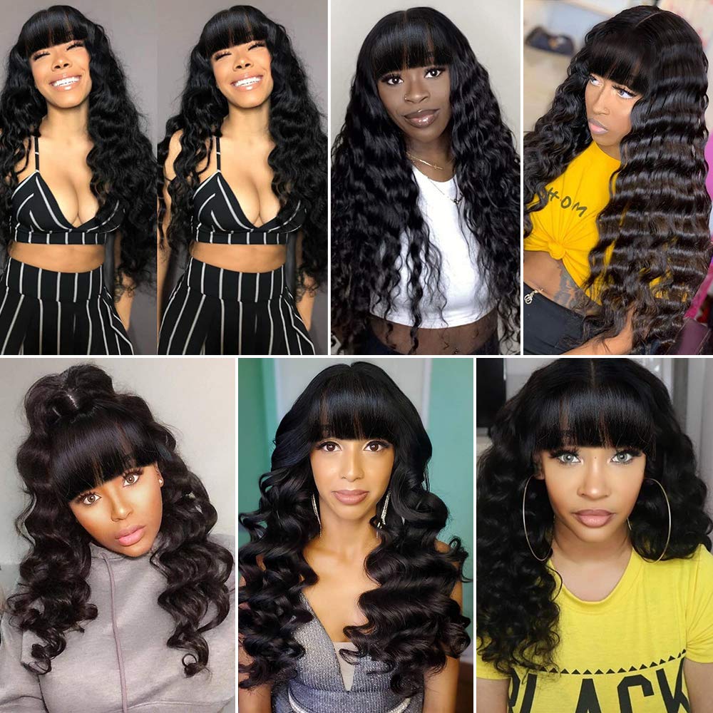 No Glue Easy Install Loose Deep Wave Wig WIth Bangs Super Soft & Natural