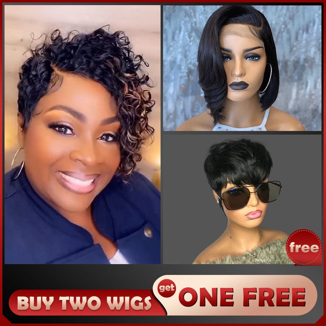 Baisi 1 Curly Highlight Wig+1 Straight BoB Wig+1 Free Wig=$199