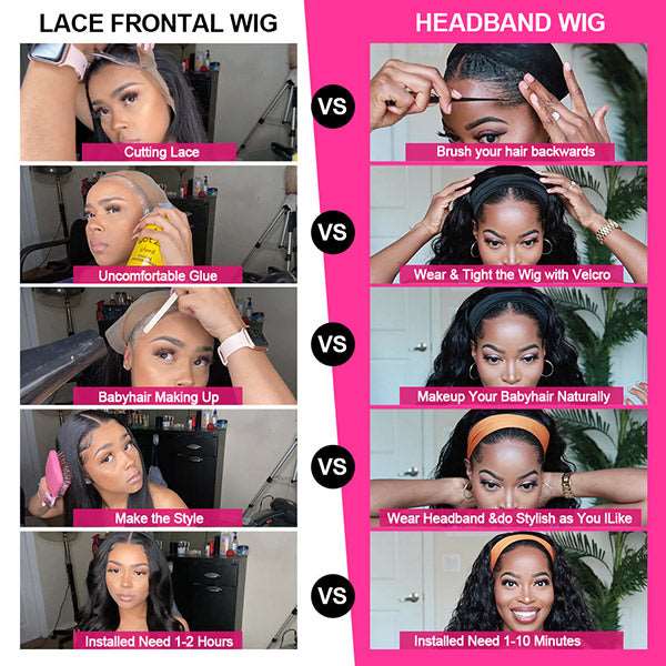 Highlight Headband Wigs Body Wave Long Human Hair Wigs 180% Density - Healthier Me Beauty, LLC