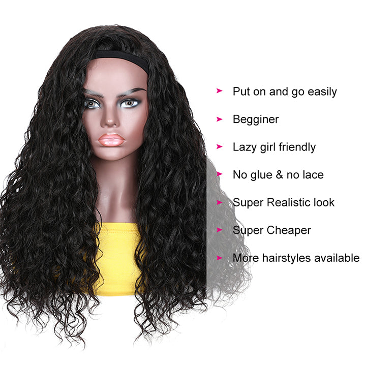 Takisha Etienne Highlight Water Wave Human Hair Wigs Glueless Brazilian Virgin Hair Headband Wigs