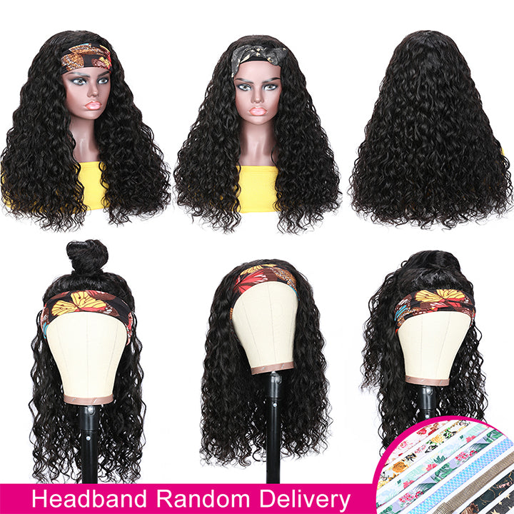 Takisha Etienne Highlight Water Wave Human Hair Wigs Glueless Brazilian Virgin Hair Headband Wigs