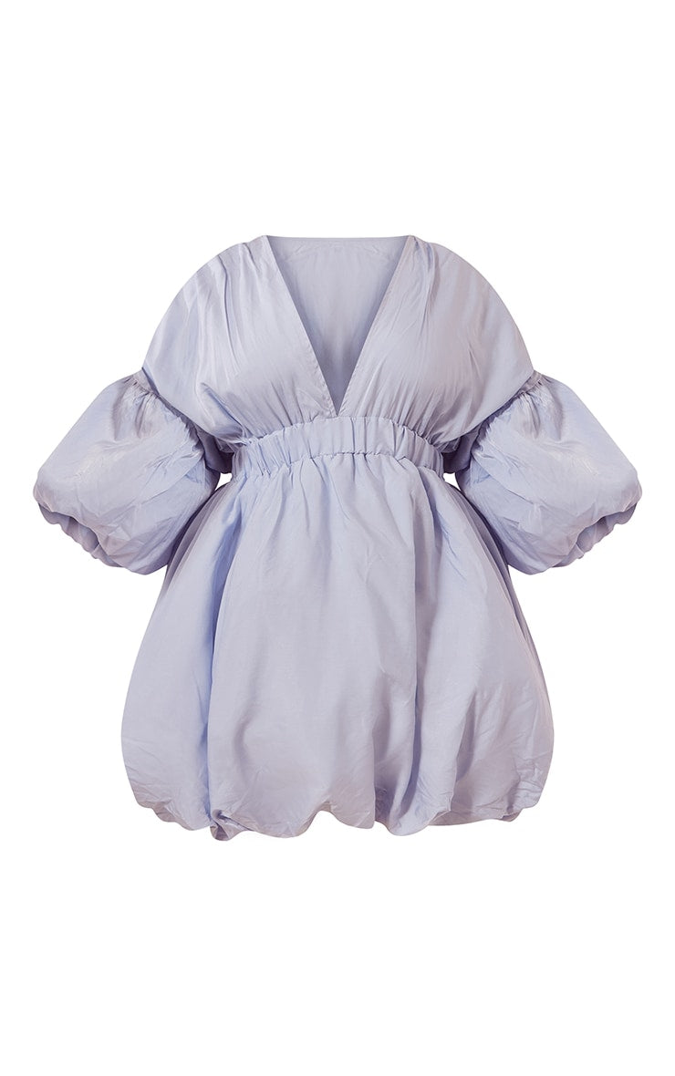 Plus Orange Puff Sleeve Puffball Hem Shift Dress