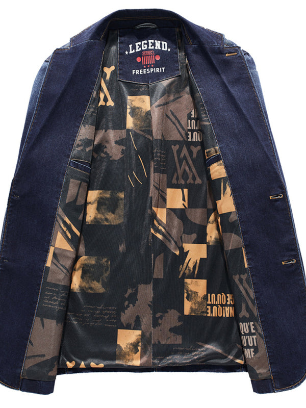Men's Casual Loose Denim Multi-pocket Suit Jacket
